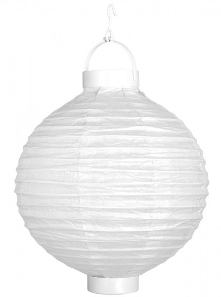 Hvid lanterne med LED-lys 30 cm