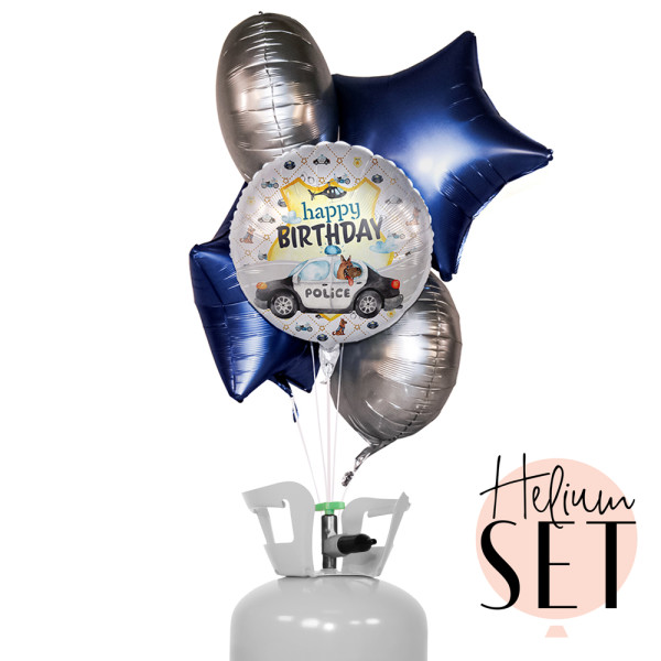 Police Academy Birthday Ballonbouquet-Set mit Heliumbehälter