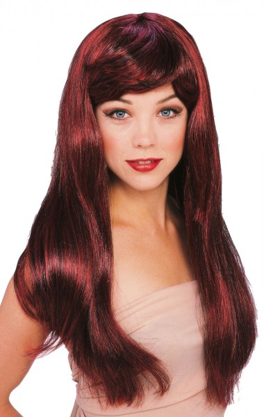 Perruque cheveux longs sirène rouge