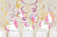 12 espirales de decoración Unicorn Party