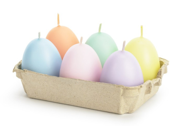 6 Colorful Easter Brunch Egg Candles 7cm