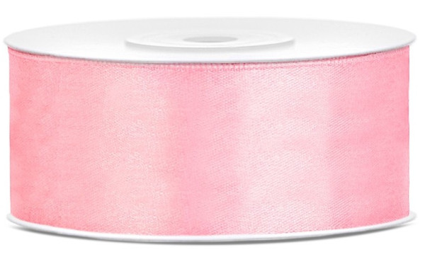 25m satin ribbon light pink 25mm wide