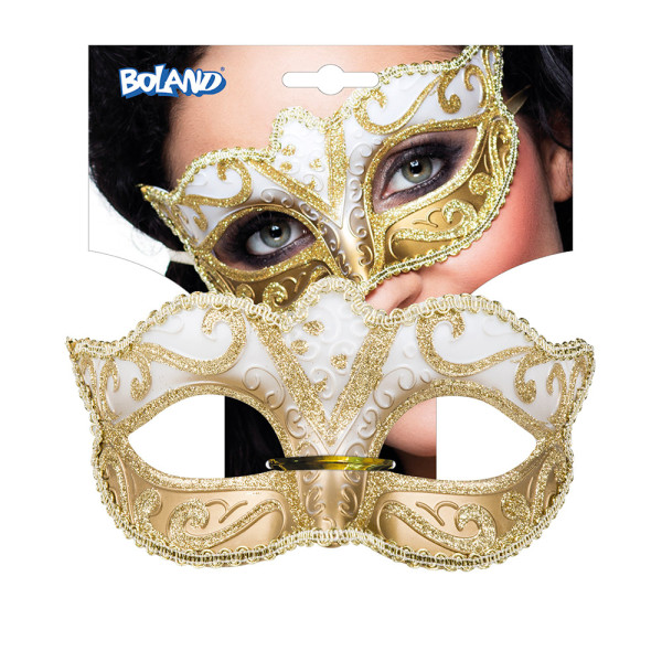 Máscara veneciana ornamentada oro