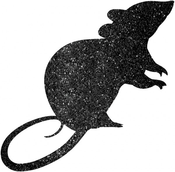 9 black glittering mice silhouettes 20.9cm 3