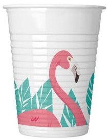 8 Flamingo Flamenco plastic bekers 200ml