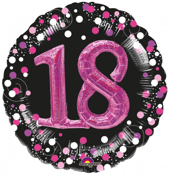 Ballon en aluminium rose 18ème anniversaire 91cm