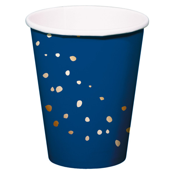 8 Elegant Blue Paper Cups 350ml