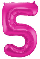Folienballon Nummer 5 pink 86cm