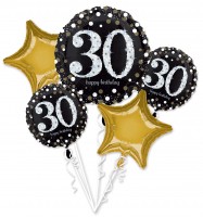 Gylden 30. fødselsdag ballonbuket