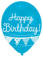 Förhandsgranskning: Grattis på födelsedagen ballong med krans 27,5 cm set om 6
