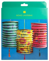 Oversigt: 3 farverige Boho-lanterner