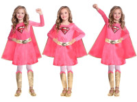 Oversigt: Pink Supergirl kostume til piger