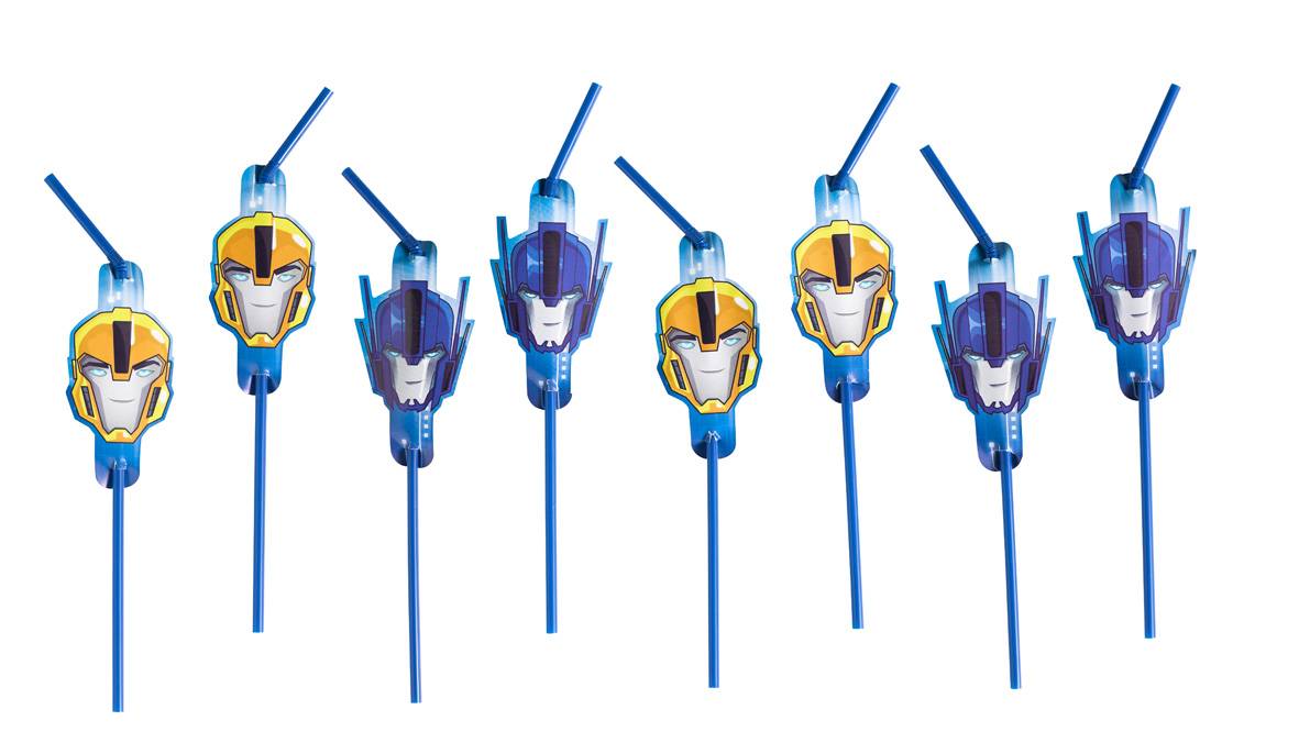 8 Transformers Action Strohhalme 24cm