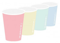 Vista previa: 12 vasos de papel rosa y dorado 255ml