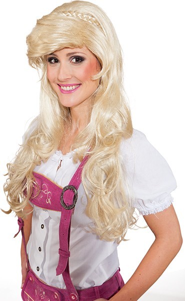 Blond Wiesnlook-peruk med långt hår