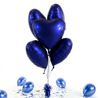 Vorschau: 5 Heliumballons in der Box Blue Heart matt
