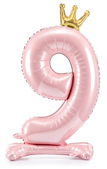 Hellrosa stehender Folienballon Zahl 9