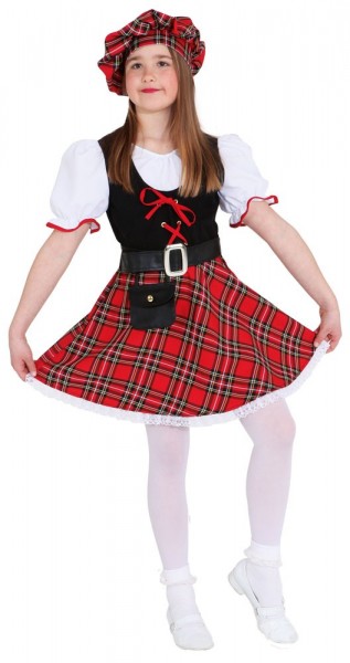 Vestido de tartán de cuadros rojo-negro para niñas