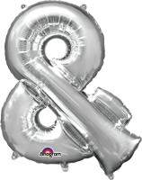 Folieballong & skylt silver 96cm