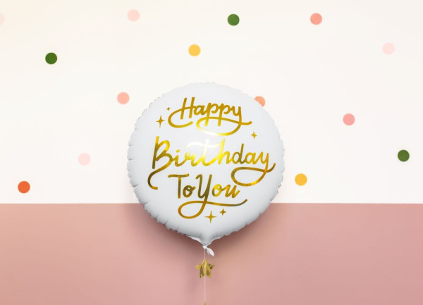 Födelsedag till dig folieballong vit 35cm