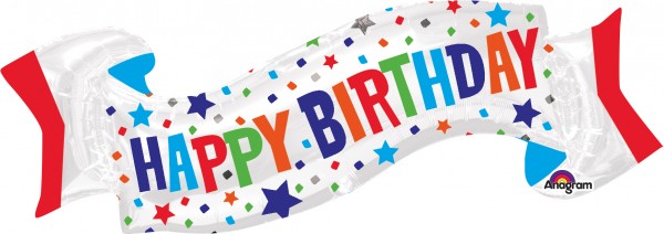 Folienballon Happy Birthday Banner XL