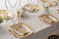 Joyeux Anniversaire Tischdecke weiß-gold 3 x 1,2m