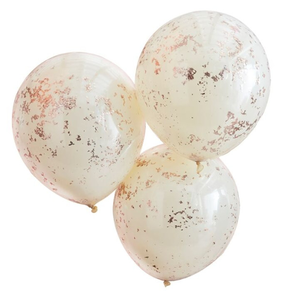 3 palloncini coriandoli crema dorati 45cm