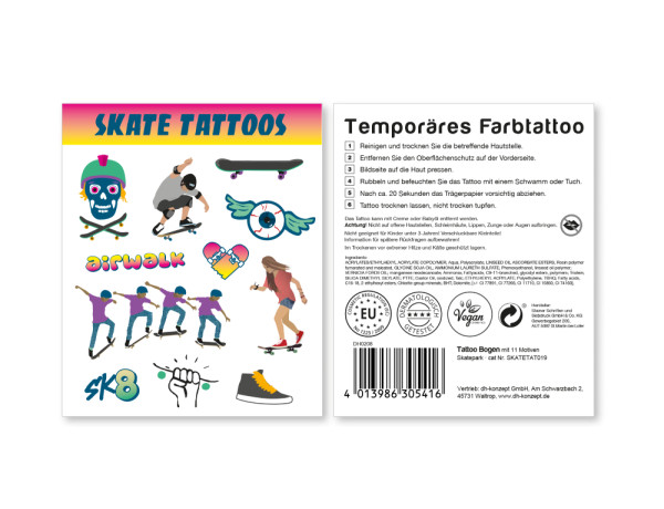 11 Keep Rolling Skate Park-tatoeages