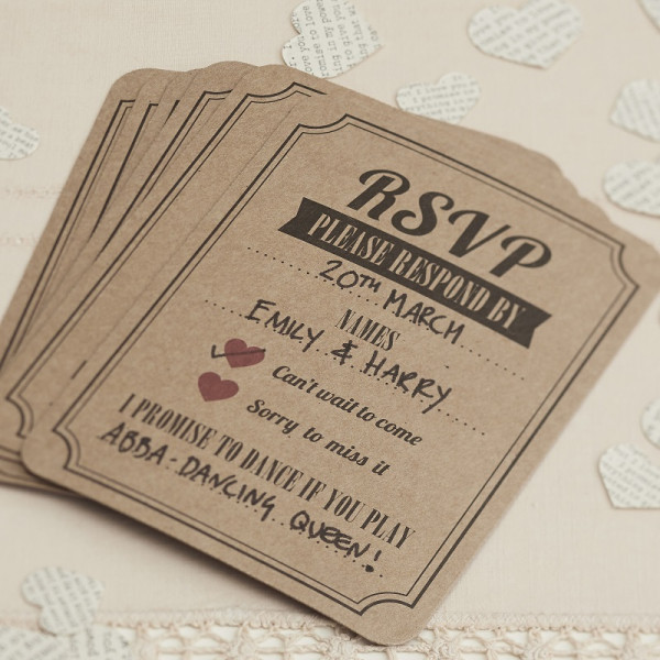10 Vintage Love RSVP Einladungskarten