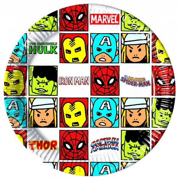 8 platos de papel Marvel Comic Heroes 20cm