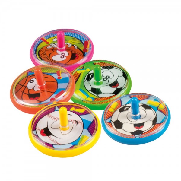 Funny spinning top set of 5 colorful
