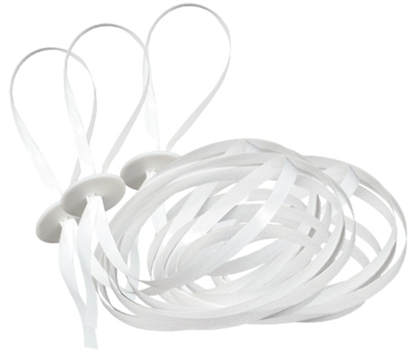 50 white balloon clasps with ribbon