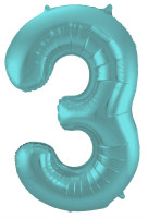 Aqua Zahl 3 Folienballon 86cm