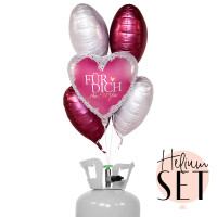 Vorschau: Für Dich von Herzen Ballonbouquet-Set mit Heliumbehälter