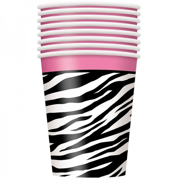 8 vasos de papel Wild Zebra Party 266ml 2