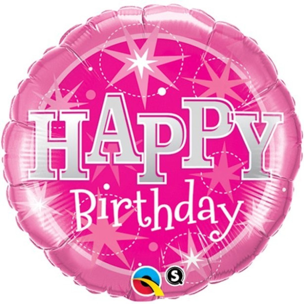 Folieballong Grattis på födelsedagen Rosa stjärnor