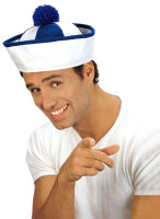 Blue and white striped sailor hat