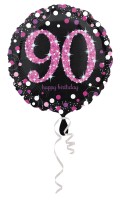 Pink 90th Birthday Folienballon 43cm
