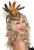 Mini show hat in leopard pattern with headdress