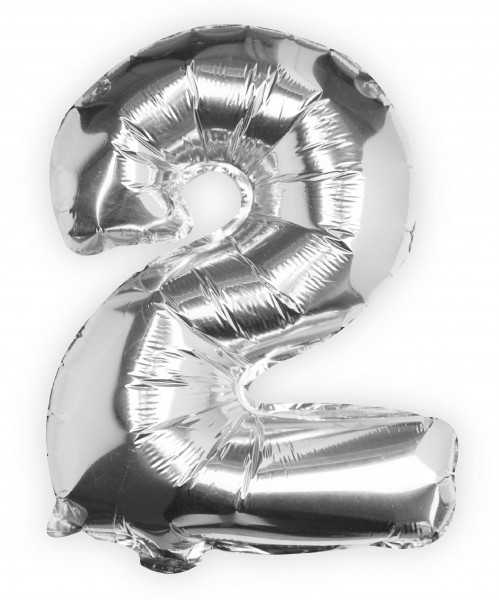 Silver number 2 foil balloon 40cm