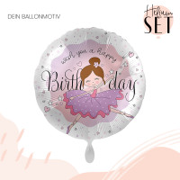 Vorschau: Dancing Ballerina Birthday Ballonbouquet-Set mit Heliumbehälter