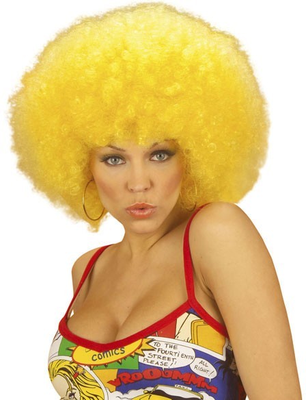 Neon-Yellow Deluxe Afro Wig Priscilla