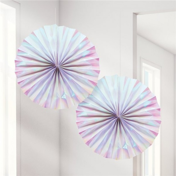 2 shimmering paper fans Fairytale 30cm