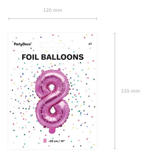 Nummer 8 folieballon fuchsia 35cm 3