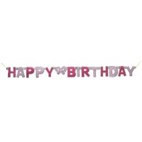 Voorvertoning: Happy Pink Sparkling Verjaardagsslinger 127cm