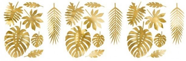 21 hojas de palmera decorativas tropicales doradas