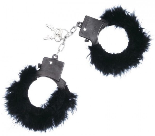 Black plush handcuffs
