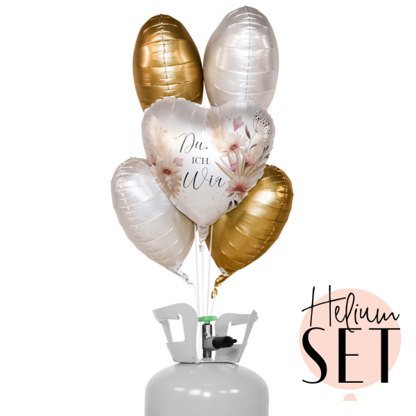 You & Me Ballonbouquet-Set mit Heliumbehälter