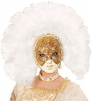 Aperçu: Masque pompeux avec coiffe de plumes blanches