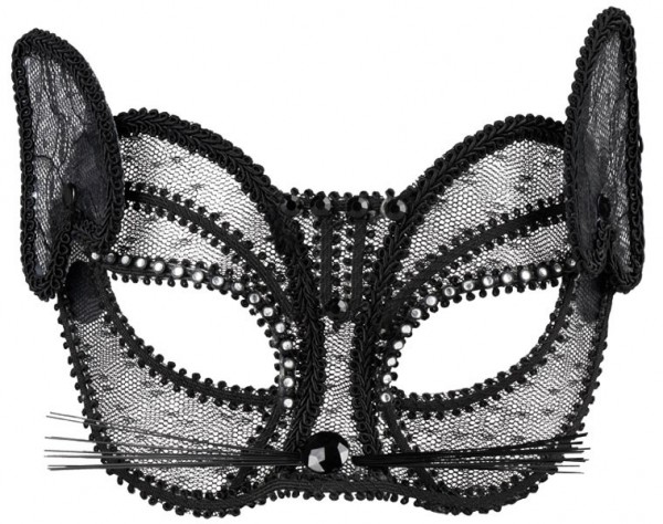 Pointed cat half mask with rhinestones 2